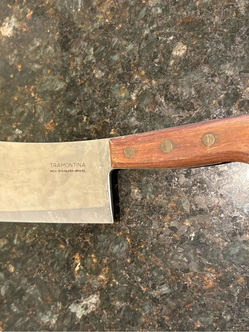 Vintage Tramontina Cleaver Knife - Inox Blade with Wood Handle